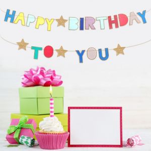 HJLIAN Banniere de fete d'anniversaire, decorations suspendues, guirlande en papier colore - Neuf
