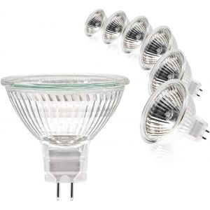 Kalanka-Ampoules Halogènes, Ampoule Spot Mr16, Ampoule 12v 35w, Ampoule Gu5.3 Ampoule Mr16 Dimmable, 2 Broches Ampoules Halogène Blanc Chaud 2700k, Couvercle En Verre Pour Plafonnier, Pack De 6 - Neuf