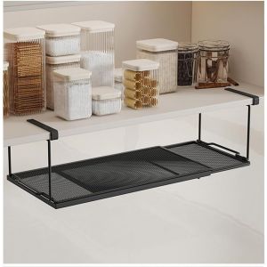 Chenquansarl-Panier De Rangement Extensible À Suspendre Sous Une Étagère, Organ Ur Réglable En Maille Métallique Pour Cuisine, Bureau, Garde-Manger (Noir) - Neuf