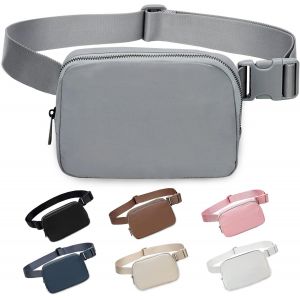 KALANKA-Sac Banane pour Femme et Homme, Unisexe à La Mode Ceinture Réglable pour Voyage, Everywhere Belt Bag & Fanny Packs, Entraînement, Course à Pied, Randonnée pour Dames, Filles et Hommes (Grey) - Neuf