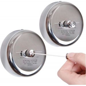 Lot de 2 étendoirs à linge rétractables en acier inoxydable 304 résistants avec corde réglable pour intérieur et extérieur. 9 x 3 cm. - Neuf