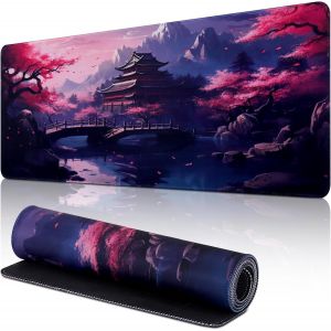 KALANKA-Tapis de Souris de Jeu, 800 x 300mm XXL Tapis Souris Gaming Grand, Sous Main Souris à Bords Cousus Tapis Bureau Antidérapant Étanche (05-Tapis de Souris Sakura, 800 x 300mm) - Neuf