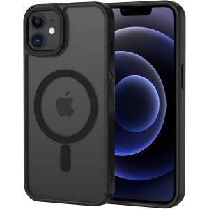 Coque Magnétique Iphone 12/12 Pro (Compatible Magsafe) ¿ Dos Translucide Mat Anti-Rayures, Bumper Tpu Antichoc Ultra-Fin, Noir - Neuf