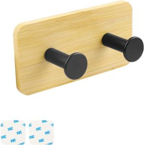 35 mm Porte Manteau Mural Bois, Design Double Crochet, Givr&eacute; Patere Murale Bois, Patere Bois sans Poin&ccedil;onnage, la Combinaison D'&eacute;l&eacute;ments Industriels et Naturels - Neuf