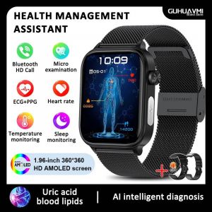 2025 nouveau pour Xiaomi lipides sanguins test d'acide uricique montre intelligente hommes ECG + PPG pression art&eacute;rielle SP02 Bluetooth appel sant&eacute; smartwatch Black-Mesh-Belt-2A Precision Health - Neuf