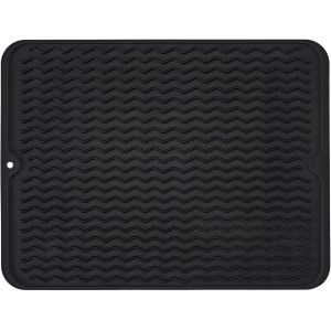 Tapis &Eacute;gouttoir &Agrave; Vaisselle En Silicone, Antid&eacute;rapant Et Facile &Agrave; Nettoyer (30 X 40 Cm, Noir) - Neuf