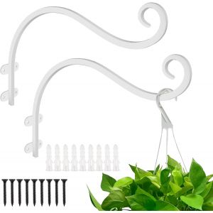 Mevronisshop-Lot De 2 Crochets En M&eacute;tal &Agrave; Suspendre Pour Plantes D'ext&eacute;rieur - Pour Suspendre Des Mangeoires &Agrave; Oiseaux, Des Lanternes, Des Carillons &Eacute;oliens (Blanc) - Neuf