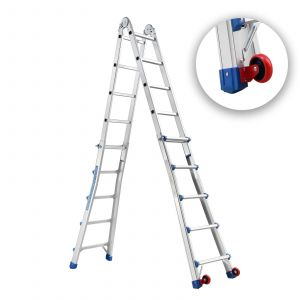 Echelle Telescopique 5,1m, &Eacute;chelle T&eacute;lescopique en Aluminium, Escabeau 5x5 Marches, Marchepieds Escamotables - Neuf