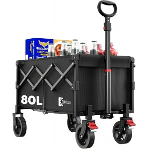 Chariot De Transport Pliable Petit 80 L 100 Kg - Chariot &Agrave; Main Pliable Avec Poids Propre R&eacute;duit De Moiti&eacute; - Chariot Tout-Terrain Avec Freins - Noir - Neuf