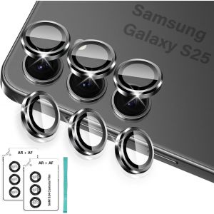 Protection De Lentille Pour Samsung Galaxy S25 5g Cam&eacute;ra Arri&egrave;re Protecteur, Individuel En Alliage Aluminium Verre Tremp&eacute;, Anti Rayures Protector Cam&eacute;ra Pour Tout Coque, Noir - Neuf