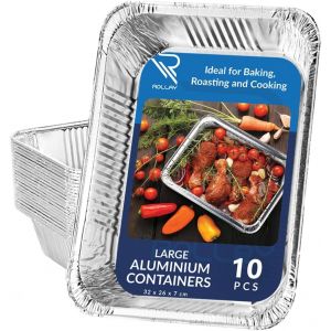 Subzonal-Lot De 10 Grands Plateaux En Aluminium Profonds (32 X 26 X 7 Cm) Pour La Cuisine, La P&acirc;tisserie, Le Grillage, Le R&ocirc;tissage, Le Barbecue Et Les F&ecirc;tes (3500 Ml) - Neuf
