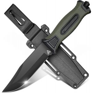 Eryi-® The Outdoor ¿ Couteau De Survie Lame Fixe Drop Point 12 Cm ¿ Acier Inoxydable | Étui Rigide Inclus | Idéal Chasse, Camping, Bushcraft, Bivouac ¿ Cadeau Homme Nature - Neuf