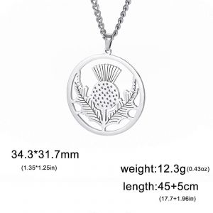 2024 Collier Pendentif Fleur Nationale &Eacute;cossaise Pour Femmes En Acier Inoxydable Chardon Plante Cou Cha&icirc;ne Bijoux Cadeau En Gros - Neuf