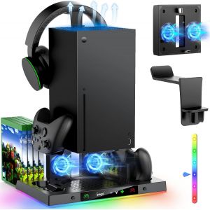 Station De Charge Avec Ventilateur De Refroidissement Rgb Pour Xbox Series X, Dock D'accueil Sans Fil & Système De Refroidisseur Avec 15 Modes D'éclairage Colorés Pour Xbox X & Stockage Habillages - Neuf