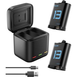 Kit Chargeur De Batterie Pour Gopro Hero 13 Black &iquest; Lot De 2 Batteries Et Bo&icirc;tier De Charge Triple Avec C&acirc;ble Type-C,Charge Rapide,Haute Capacit&eacute; Pour Batteries D'Origine Go Pro 13 - Neuf