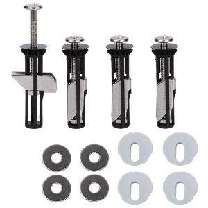 Lot de 4 charni&egrave;res universelles en acier inoxydable pour abattant de WC avec coussins, boulons de si&egrave;ge, vis, &eacute;crous de rechange, pi&egrave;ces de fixation verrouillables - Neuf