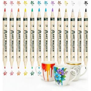 Mevronisshop-Feutres Pour Porcelaine, 12 Couleurs &iquest; Marqueurs Acryliques Imperm&eacute;ables Pour C&eacute;ramique, Pointe 1,0&iquest;5 Mm, Pour Porcelaine, Verre, Pierre Et Mugs &iquest; Loisirs Cr&eacute;atifs & Id&eacute;es Cadeaux - Neuf