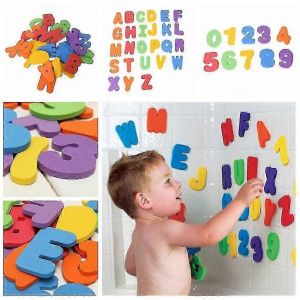 Lot de 36 lettres de l'alphabet de 0 &agrave; 9 en mousse pour b&eacute;b&eacute; et enfant, b&acirc;tonnets de bain - Neuf