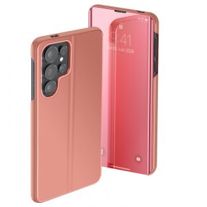 &Eacute;tui de Protection pour Galaxy S26 Ultra Clear View avec Support Vid&eacute;o Rose champagne - Neuf