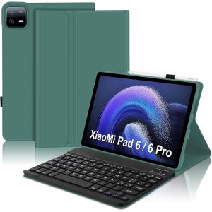 Clavier Avec Étui Pour Xiaomi Pad 6/6 Pro 11"", Étui Xiaomi Pad 6 Avec Clavier, Disposition Italienne Magnétique Clavier Cove Pour Xiaomi Pad 6/6 Pro 11 Pouces, Vert Foncé - Neuf