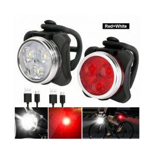 Kit D'éclairage De Vélo Rechargeable Par Usb - Lampes Led Avant Et Arrière, Étanches, Modes Multiples, Installation Facile, Sécurité Pour Les Sorties De Jour Comme De Nuit - Neuf