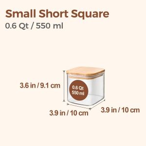 Lot De 6 Bocaux &Agrave; &Eacute;pices,550ml Pot En Verre Avec Couvercle Bambou,Bocaux De Stockage Utilis&eacute; Pour Stocker Des Aliments Grains P&acirc;tes C&eacute;r&eacute;ales Haricots Rangement Cuisine Avec Couvercles - Neuf