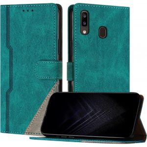 Kal-&Eacute;tui Pour Samsung Galaxy A20e/A10e, Housse En Cuir Pu Avec [Protection Antichoc Tpu] [Fonction Support] [Porte-Cartes ] Antichoc Magn&eacute;tique Coque Pour Galaxy A20e - Vert - Neuf