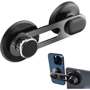 JGD-Support T&eacute;l&eacute;phone Voiture Magn&eacute;tique, Rotation &agrave; 360 Degr&eacute;s Aimant Telephone Voiture sous Vide Porte T&eacute;l&eacute;phone Ventouse avec Anneau Magn&eacute;tique Noir pour Les Smartphone - Neuf