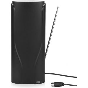 DTA600 - Antenne TV Int&eacute;rieur Puissante TNT HD - France Belgique, Portable, T&eacute;lescopique, 360 Haut Gain DVB-T / T2 UHF VHF, T&eacute;l&eacute;vision Num&eacute;rique Digital - 5m de c&acirc;ble Maison Universel - Noir - Neuf