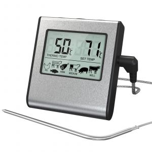 Thermomètre De Cuisine Numérique Tp16 Pour Viande Avec Grand Écran Lcd Pour Fumoir, Four, Friandises De Cuisine, Barbecue, Thermomètre Avec Minuterie Et Sonde De Température En Acier Inoxydable - Neuf
