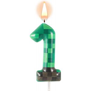 Eryi-Bougies D'anniversaire À Thème Tnt Pour Gâteau, Bougies D'anniversaire À Chiffres Verts Pixels Décorations De Gâteaux Tnt Pour Anniversaire Baby Shower Jeux Vidéo Fournitures De Fête (Numéro 1) - Neuf