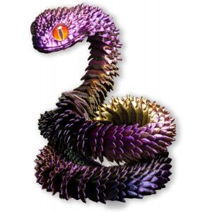 KAL-Jouets D'Animaux Imprim&eacute;s En 3D, Jeu De Serpent Imprim&eacute; En 3D, Ornement De Bureau, Statue De Serpent, Jouet Mobile De Serpent, Jouet &Agrave; Presser Pour L'Autisme/Tdah (30 Cm, Violet Dor&eacute;) - Neuf