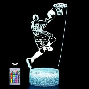 Kuwl-Basketball Veilleuse Pour Enfants: Lampe À Illusion 3d, 16 Couleurs Changeantes Et Télécommandées, Led Chevet Lumière D'ambiance,Cadeaux D'anniversaire,Cadeaux De Noël - Neuf
