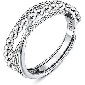 Bague Ajustable Pour Femme Et Homme, En Argent 925 Avec Perle, Unisexe. - Neuf