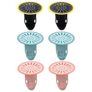 Lot de 6 grilles de siphon de sol pour WC, lavabo et cuisine avec filtre d&eacute;sodorisant - Neuf