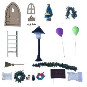 Hjlian Ensemble De Nains Miniatures De Noel, Accessoires Decoratifs Pour Porte De Nains, A Fixer Au Mur, Ornements Suspendus, Couronne D'arbre De Noel, Echelle En Bois - Neuf