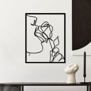 Élégant accessoire mural décoratif en métal, noir, 50 x 40 cm, 100% métal, 1,5 mm d'épaisseur, design léger et moderne pour décoration d'intérieur - Neuf