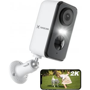 2K Wireless Outdoor WiFi Surveillance Camera Battery,Outdoor/Indoor Surveillance Camera with AI/PIR Detection Night Vision Color Cloud/TF Two-Way Audio Storage - Neuf