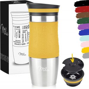 CMWS-Mug Isotherme Etanche 370ml 450ml Thermos Caf&eacute;-Th&eacute; I Tasse isol&eacute;e pour caf&eacute; et th&eacute; &agrave; emporter, Double Paroi Isol&eacute;e sous Vide, Acier Inoxydable I Tasse de voyage Chaud & froid (Mangue, 370ml) - Neuf
