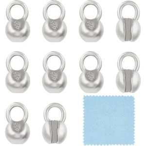 Lot de 10 embouts à sertir en argent sterling 925, 6 x 3,7 mm, ronds, type calotte, pour la création de bijoux et autres loisirs créatifs. Trou : 3 mm. - Neuf