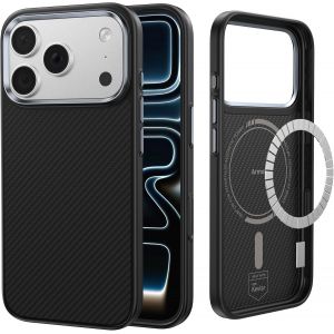 JGD-pour iPhone 17 Pro Max Coque [Bouton Camera Control], ArmorPro Protection Militaire Antichoc et Puissance Magnétique Étui, 17 Pro Max Housse en 600D Fibre Aramid Kevlar et TPU, Noir - Neuf