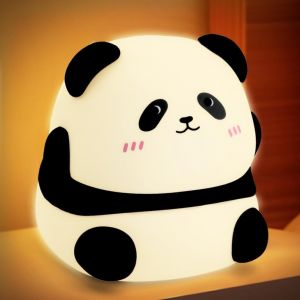 Kalanka-Panda Veilleuse Enfant Silicone, 7 Couleurs 3 Luminosit&eacute; Veilleuse B&eacute;b&eacute;, Rechargeable Fonction Minuterie Led Lampe Panda, Chevet Tactile Mignonne Et Moelleuse Pour Chambre D'enfant Sommeil - Neuf