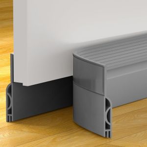Boudin de porte autocollant en silicone,joint de porte d'entrée,joint de porte d'entrée,économise de l'énergie,joint de porte d'entrée pour isolation acoustique,protection contre le froid,gris - Neuf