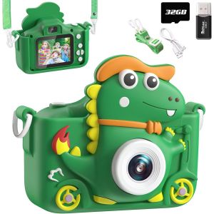 ERYI-Appareil Photo Enfant Dinosaure, 2"" 1080P Appareil Photo Numérique, Hd Selfie Apareille Photo 32G, Eouet Enfant Et Cadeau Fille 3 4 5 6 7 8 9 10 11 12 Ans, Bien Jeux Pour Enfants (Vert) - Neuf