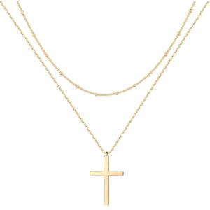 Kal-Chaîne Pour Femme Avec Pendentif Personnalisé En Or Et Argent - Collier Multi-Rangs Hypoallergénique 18 Carats - Bijou Fantaisie Pour Femmes Et Filles - Neuf