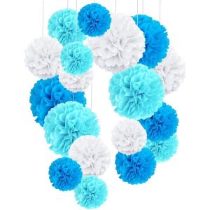 ERYI-Pompons Papier De Soie Vert, 24Pcs Vert Décoration De Fête Fournitures Pour Mariage Fête, Fête D'Anniversaire, Baptème, Baby Shower - Neuf