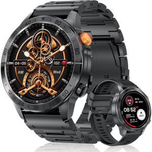 2025 Montre Connect&eacute;e Homme avec ET/HRV/SIRI 1,43"" AMOLED Smartwatch avec Appel Bluetooth/24H Fr&eacute;quence Cardiaque SPO2/120 Sportifs/IP68Etanche /Moniteur de Sommeil/pour Android iOS - Neuf