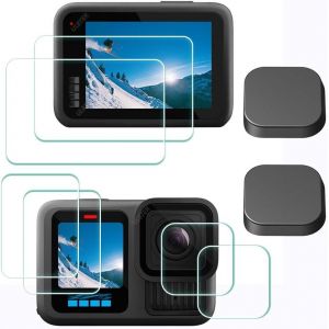Protection d'&eacute;cran pour GoPro Hero 13 Hero13 Noir + protecteur d'objectif + capuchon d'objectif [Lot de 6 + 2], verre tremp&eacute; duret&eacute; 9H, anti-rayures, anti-bulles - Neuf