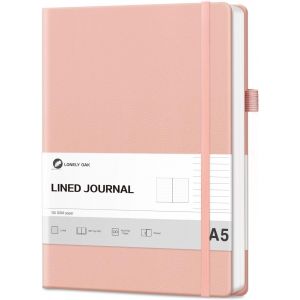 KALANKA-Ligné Journal Carnet de Notes, 160 Pages A5 Carnet Cahier Relié Pour Femme & Homme, 120GSM Papier Sans Acide Avec Couverture Rigide en Cuir et Poche Intérieure(Rose) - Neuf