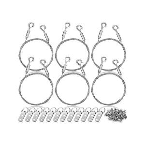 Kit de 6 fils de suspension r&eacute;glables pour tableaux avec anneaux en D,supportant 50 lb pour miroirs - Neuf
